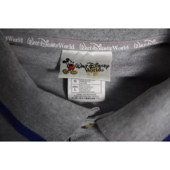 Vintage Walt Disney World Polo Shirt Mens L Gray Magic Kingdom Logo Embroidered - Picture 4 of 8